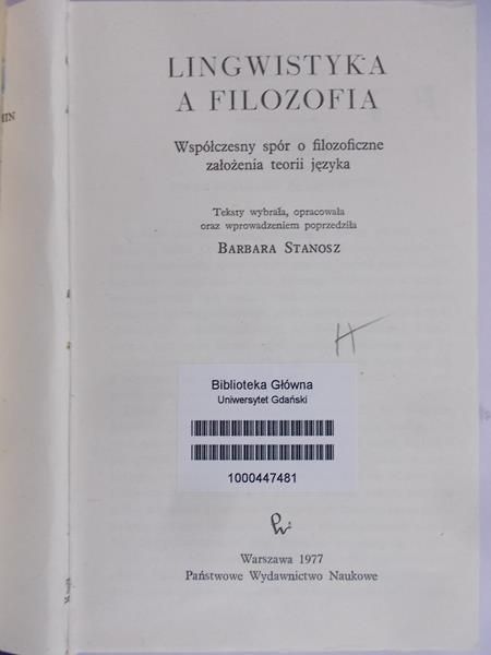 Stanosz Barbara (opr.) - Lingwistyka a filozofia