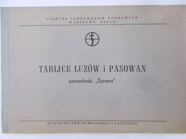 Tablice luzów i pasowań