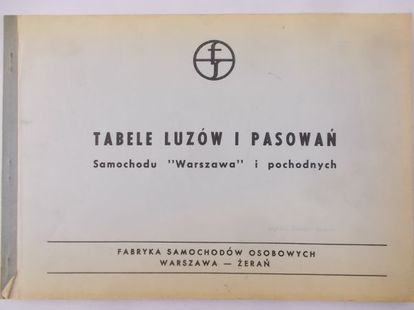 Tablice luzów i pasowań