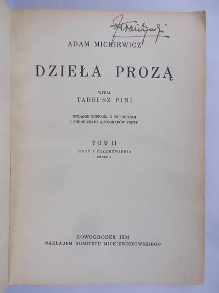 Mickiewicz Adam - Dzieła prozą, Tom II, 1934 r.