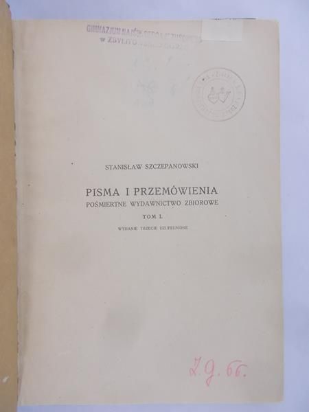 Szczepanowski Stanisław - Pisma i przemówienia 1923