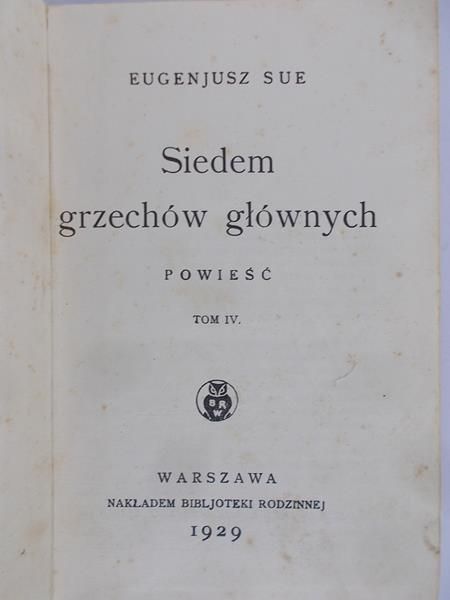 Sue Eugenjusz - Siedem grzechów głównych, tom IV, 1929 r.