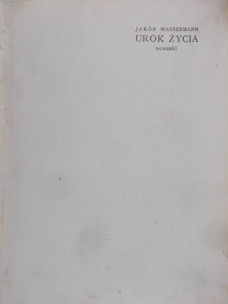 Wassermann Jakob - Urok życia 1928 r