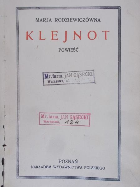 Rodziewiczówna Marja - Klejnot, 1929 r.