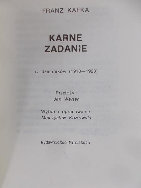 Kafka Franz - Karne zadanie (z dzienników 1910-1923), Miniaturka