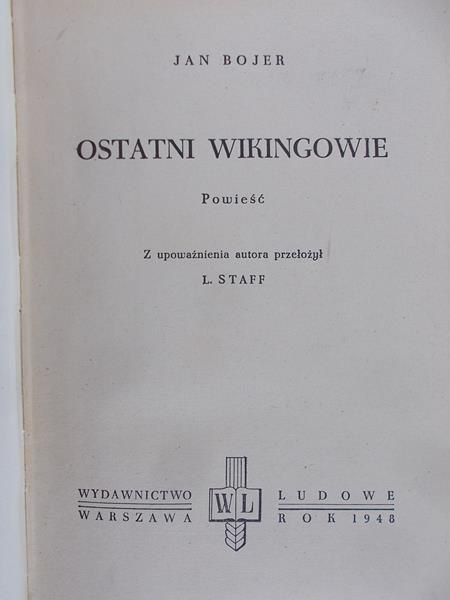 Bojer Jan- Ostatni Wikingowie, 1948