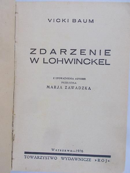 Baum Vicki - Zdarzenie w Lohwinckel, 1936
