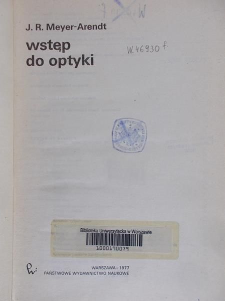 Meyer-Arendt R.J - Wstęp do optyki