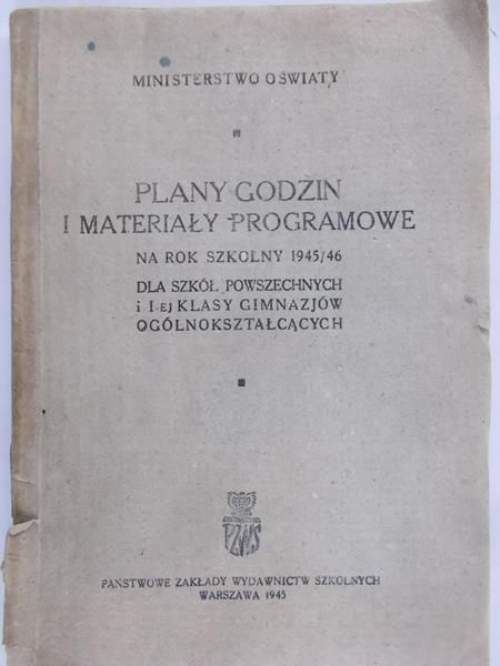 Plany godzin i materiały programowe, 1945