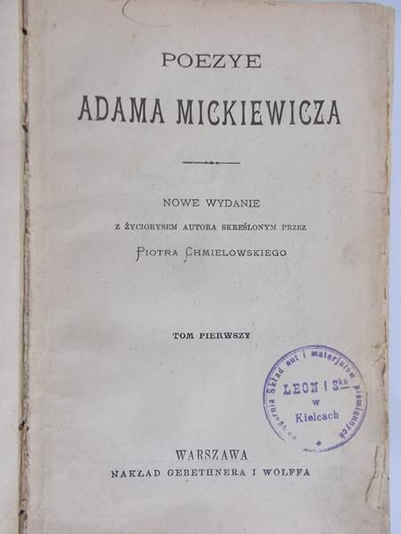 Poezye Adama Mickiewicza, 1900 r.