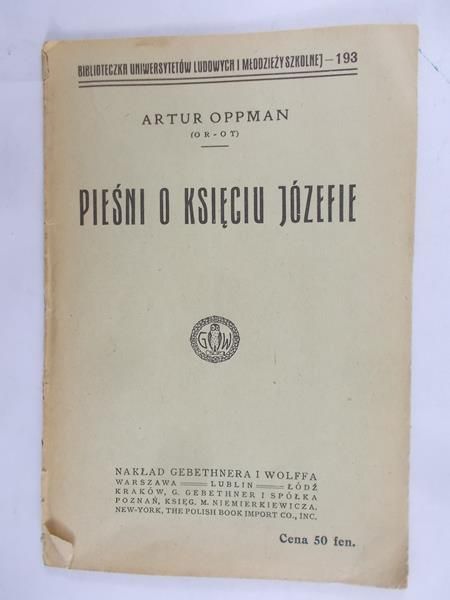 Pieśni o księciu Józefie, 1918 r.