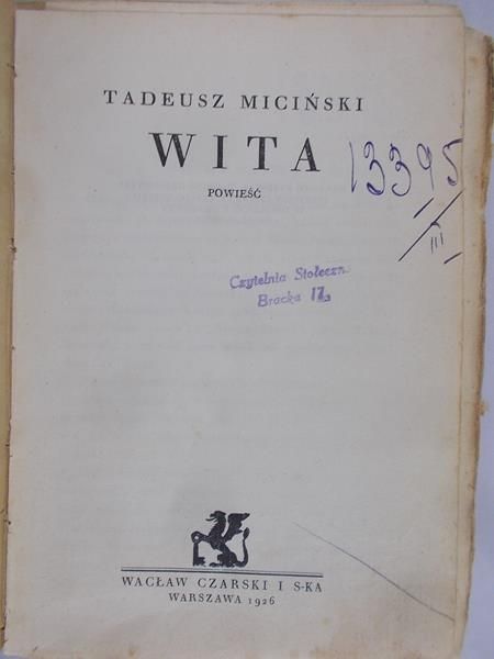 Miciński Tadeusz - Wita, 1926 r.