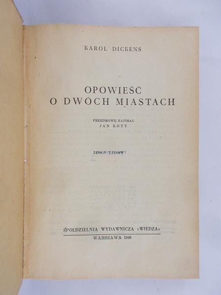 Dickens Karol - Opowieść o dwóch miastach, 1948 r.