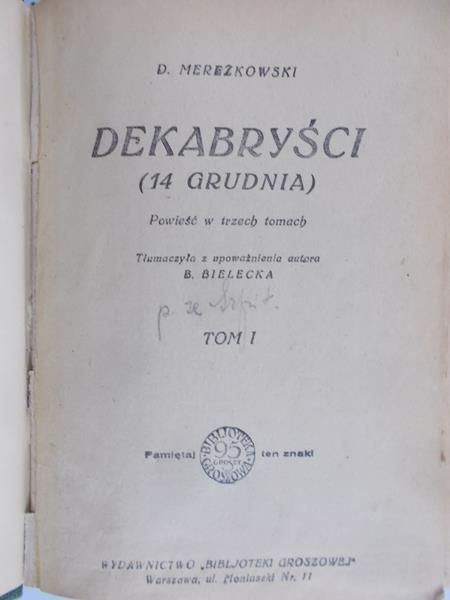 Merezykowski D - Dekabryści 1927 r