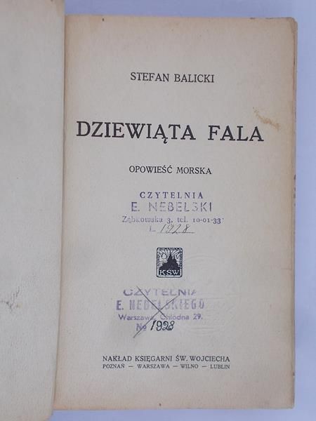 Balicki Stefan - Dziewiąta fala, 1930 r.