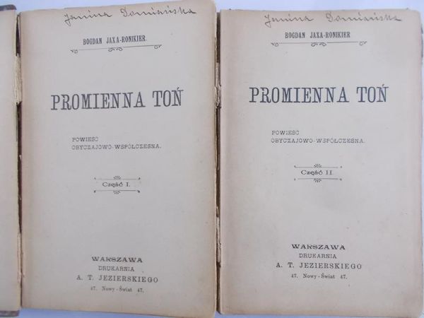 Jaxa - Ronikier Bogdan - Promienna toń, cz. 1 - 2, 1903 r.