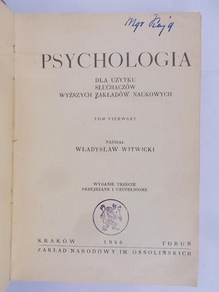 Witwicki Władysław - Psychologia, 1946