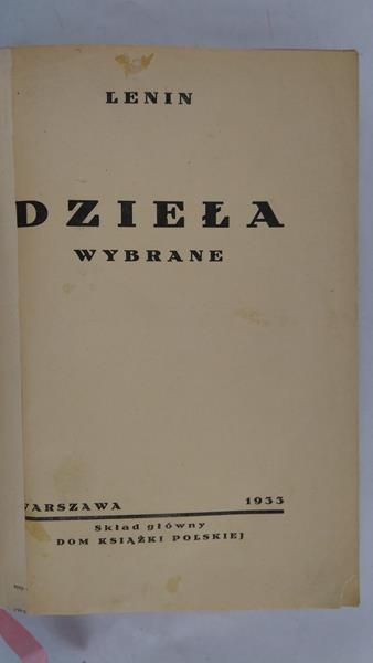 Lenin W. I. - Dzieła wybrane, Tom II, 1933 r.