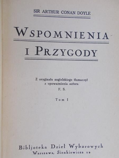 Conan Doyle Arthur - Wspomnienia i przygody, 1925 r.