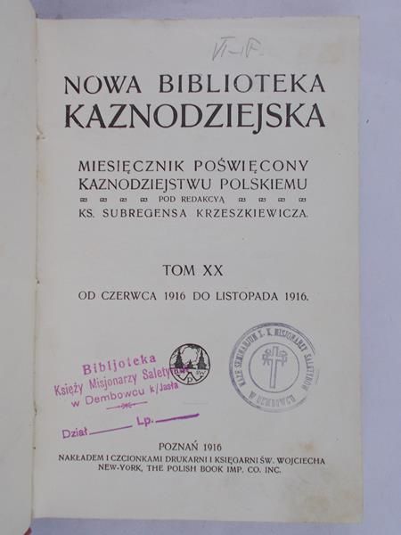 Krzeszkiewicz Subregens (red) - Nowa Biblioteka Kaznodziejska 1916r.