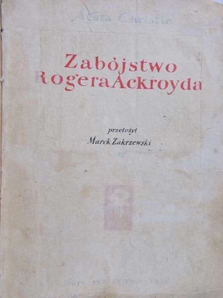Zakrzewski Marek  - Zabójstwo Rogera Ackroyda