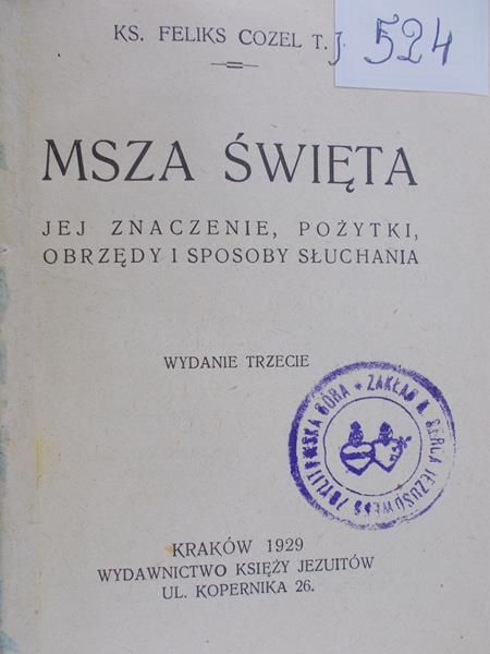 Cozel Feliks - Msza Święta, 1929 r.