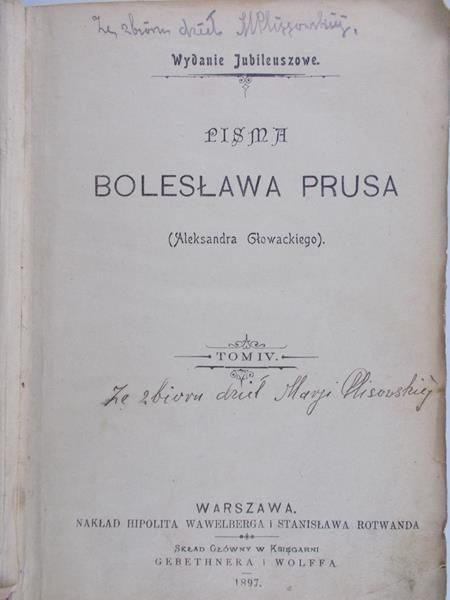 Prus Bolesław - Pisma Bolesława Prusa, tom IV, 1897r