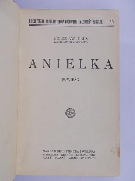 Prus Bolesław  - Anielka, 1927 r