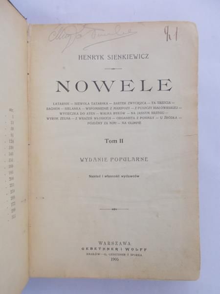 Sienkiewicz Henryk - Nowele, 1905 r