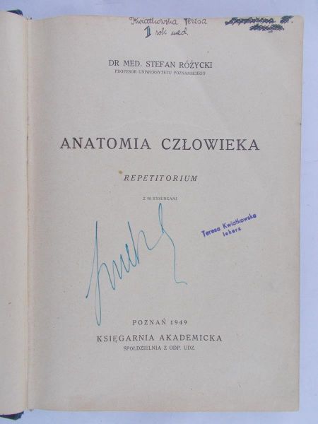 Różycki Stefan - Anatomia człowieka 1949 r.
