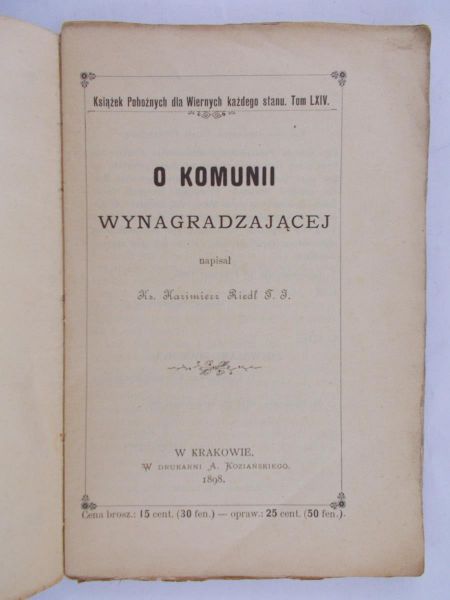 Riedl Kazimierz - O komunii wynagradzającej, 1898 r.