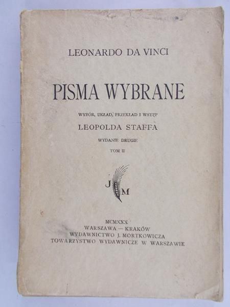 Leonardo da Vinci - Pisma wybrane, t. II, 1930 r.