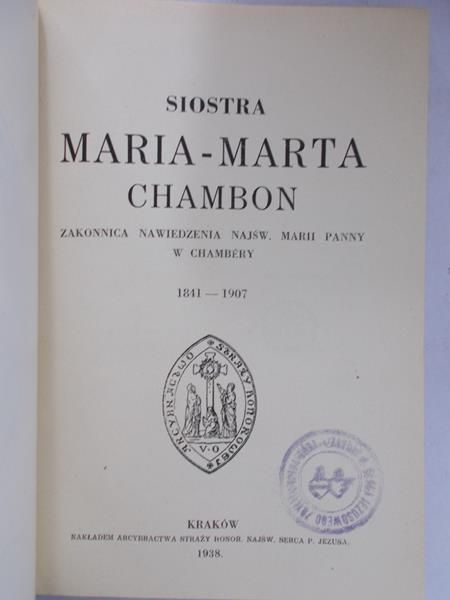 Siostra Maria Marta Chambon, 1938 r.