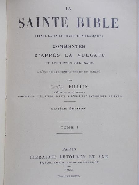 La Sainte Bible, 1923 r.