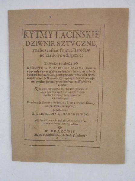 Rytmy łacińskie, Reprint z 1606 r.
