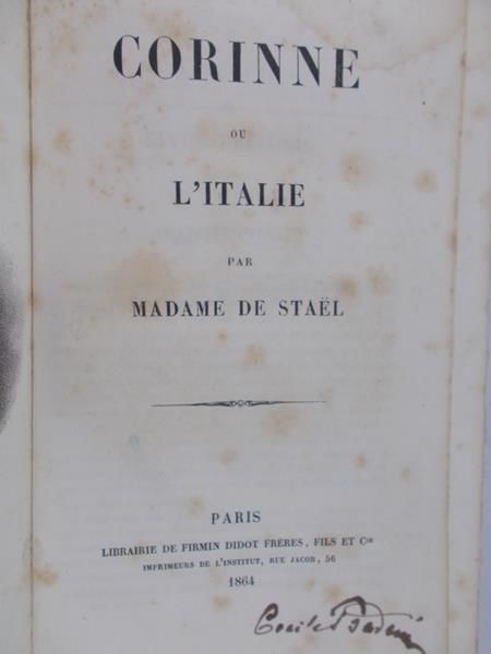 Corinne ou l'italie - Madame de Stael, 1864r.