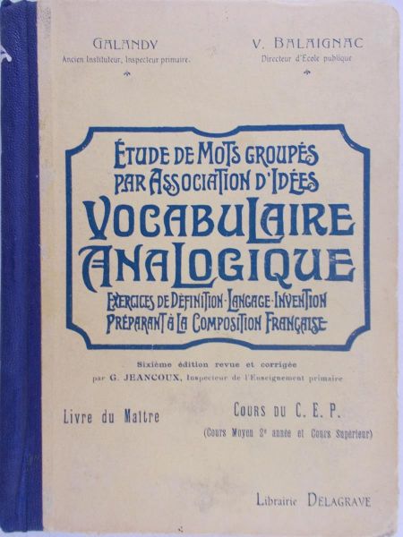 Jeancoux G. - Vocabulaire Analogique, 1927r.