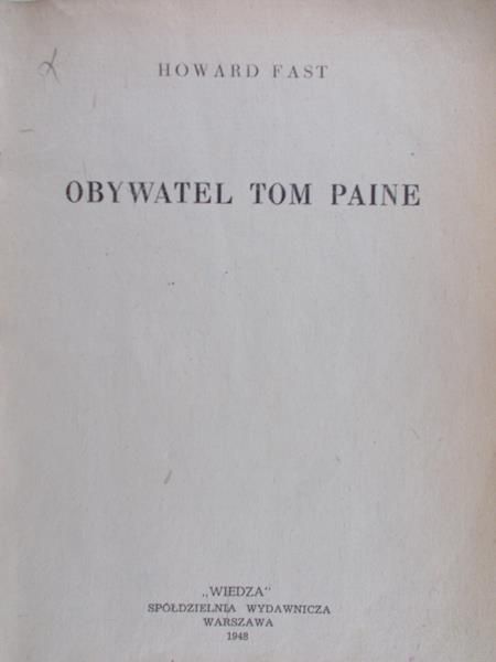 Fast Howard - Obywatel Tom Paine, 1948r.