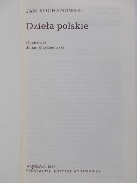 Kochanowski Jan - Dzieła polskie