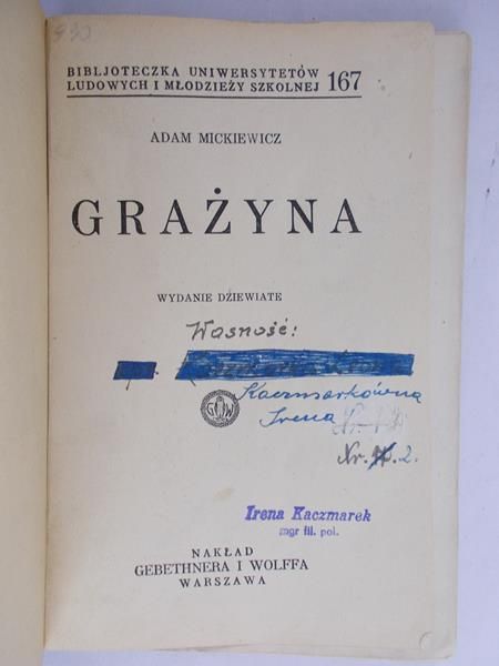 Mickiewicz Adam - Grażyna, 1933 r.