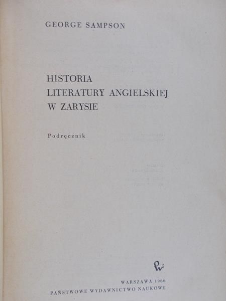 Sampson George - Historia literatury angielskiej w zarysie