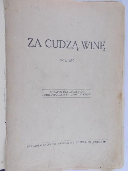 Za cudzą winę, 1930 r.