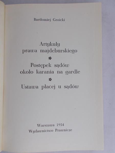 Groicki Bartłomiej - Tytuły prawa majdeburskiego