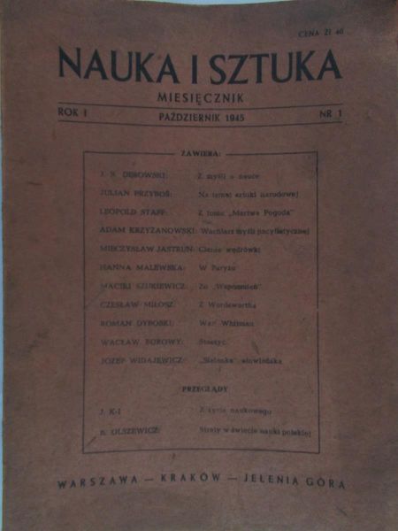 Nauka i Sztuka. Miesięcznik, 1945 r.