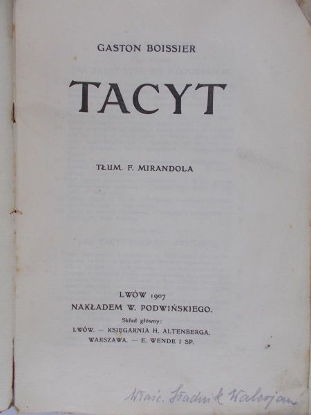 Boissier Gaston - Tacyt, 1907 r.