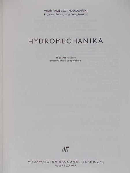 Troskolański Adam Tadeusz - Hydromechanika