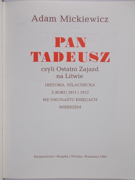 Mickiewicz Adam - Pan Tadeusz
