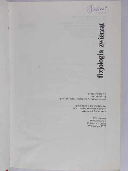 Krzymowski Tadeusz (red.) - Fizjologia zwierząt