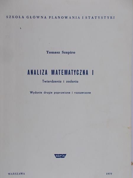 Szapiro Tomasz - Analiza Matematyczna I