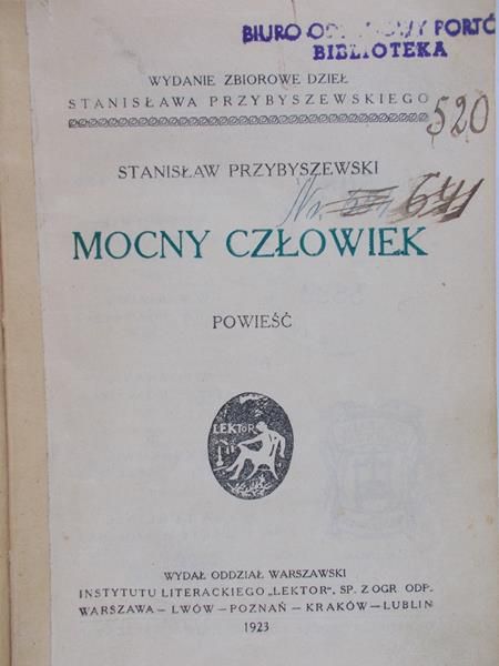 Przybyszewski Stanisław - Mocny człowiek, 1923 r.